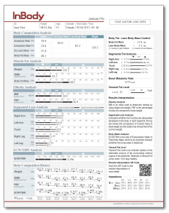 Sample results sheet